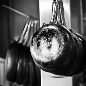 Line up of hanging Sauté Pans fine art photograph