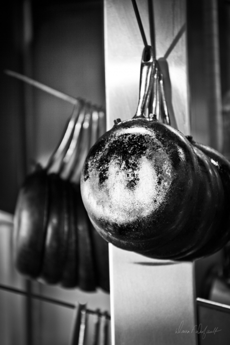 Line up of hanging Sauté Pans fine art photograph