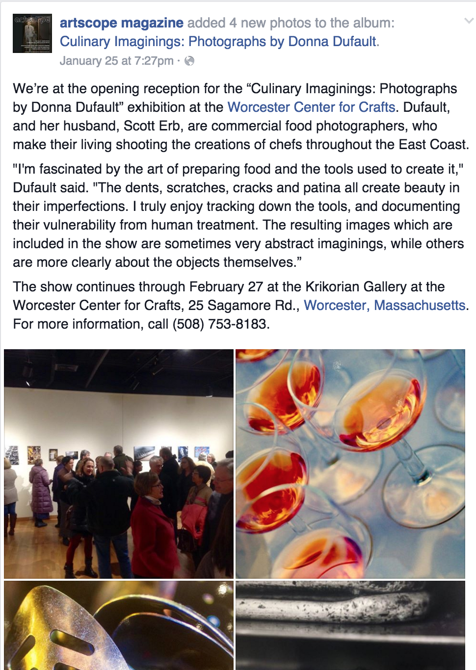 Artscope Magazine Post about Culinary Imaginings