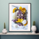 Image of a sliver platter with ginko leaves and purple flowers